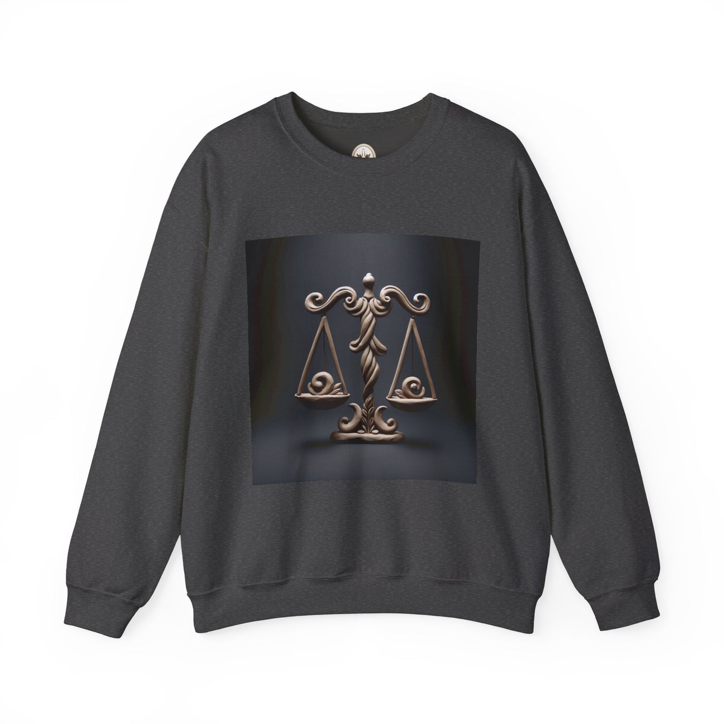 Unisex Heavy Blend™ Crewneck Sweatshirt, Brown Scale, Libra Zodiac Design