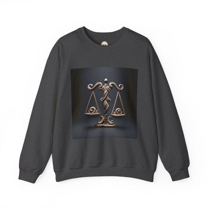 Unisex Heavy Blend™ Crewneck Sweatshirt, Brown Scale, Libra Zodiac Design