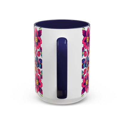 Accent Coffee Mug, Scorpio, Zodiac v2. Flower Pattern, (11, 15oz)