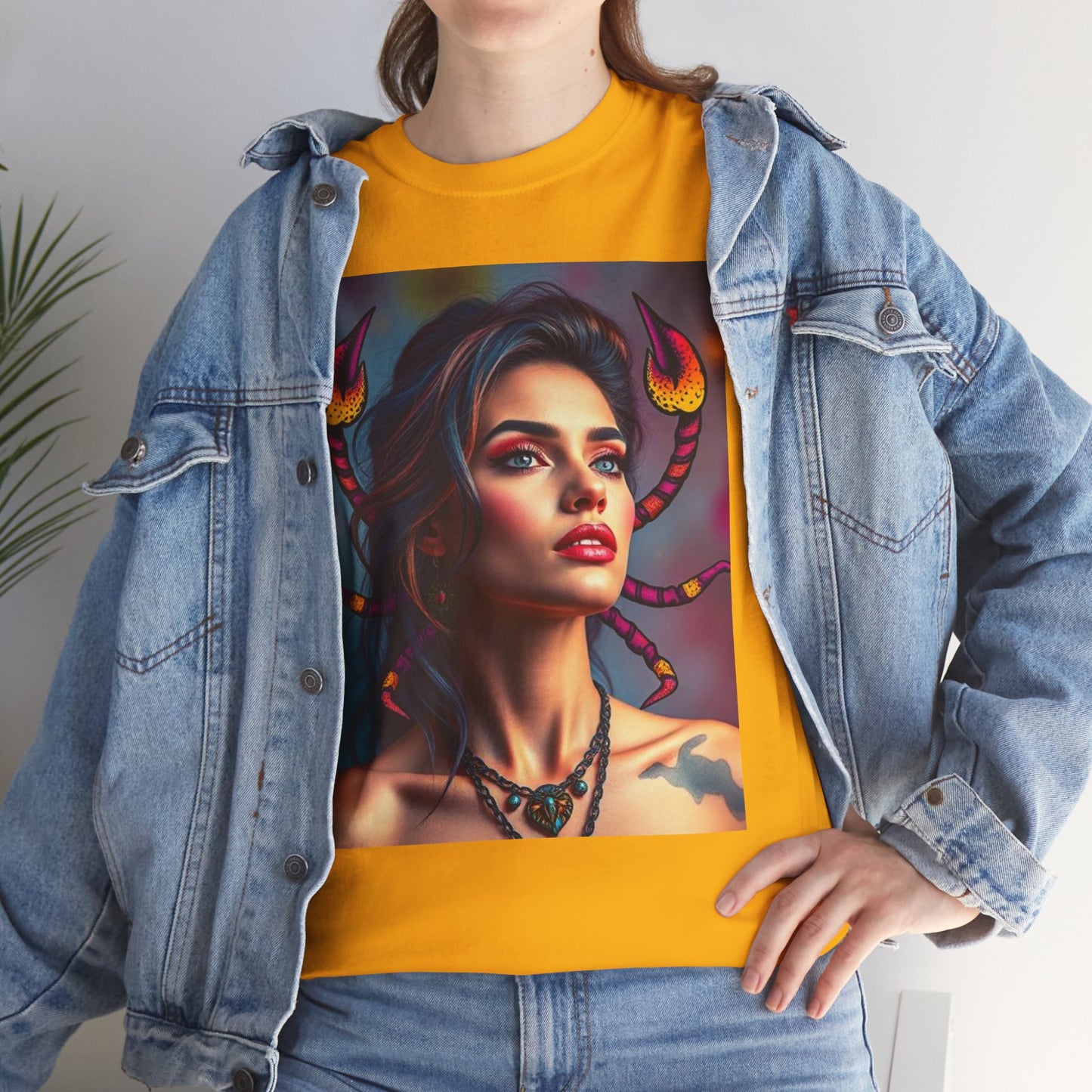 Unisex Heavy Cotton T-Shirt, Scorpio, Zodiac v2, Sexy Art