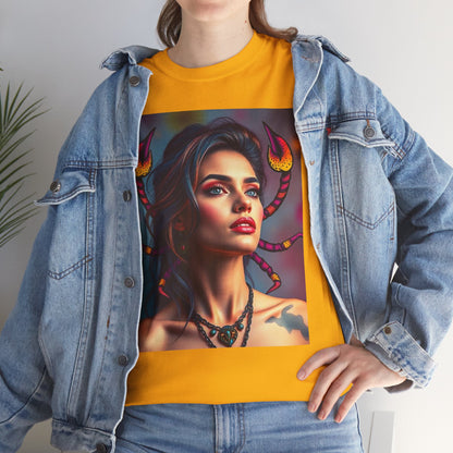 Unisex Heavy Cotton T-Shirt, Scorpio, Zodiac v2, Sexy Art