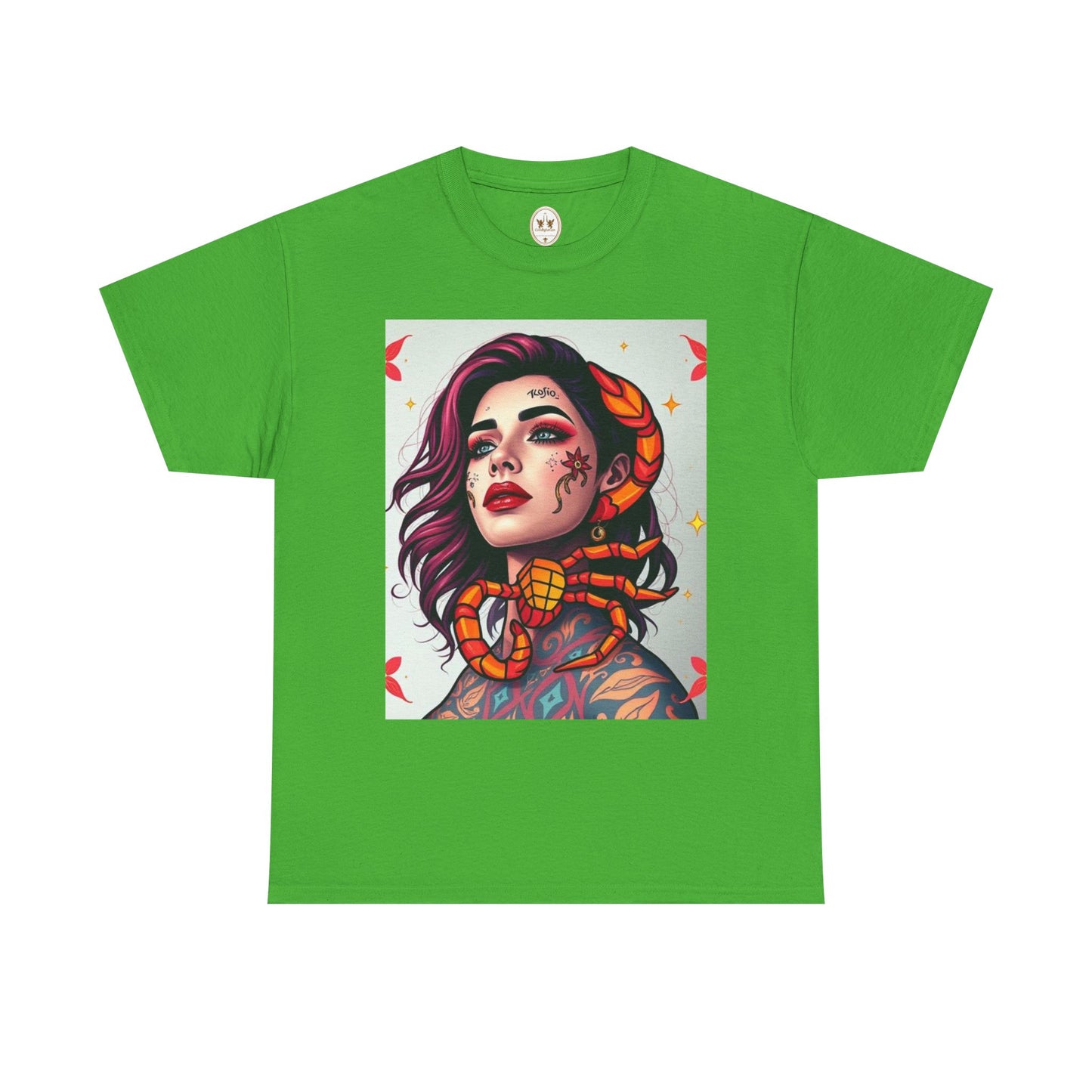 Unisex Heavy Cotton T-Shirt, Scorpio, Zodiac v3, Sexy Art