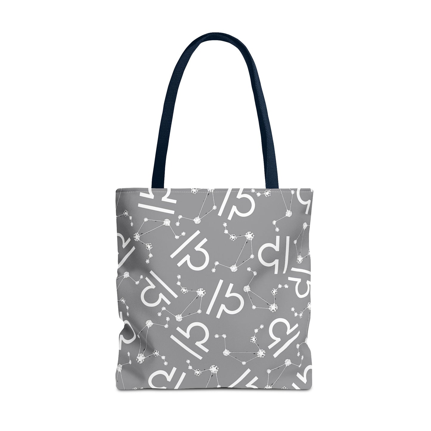 Tote Bag, Libra Zodiac Sign, AOP, (Grey, White)