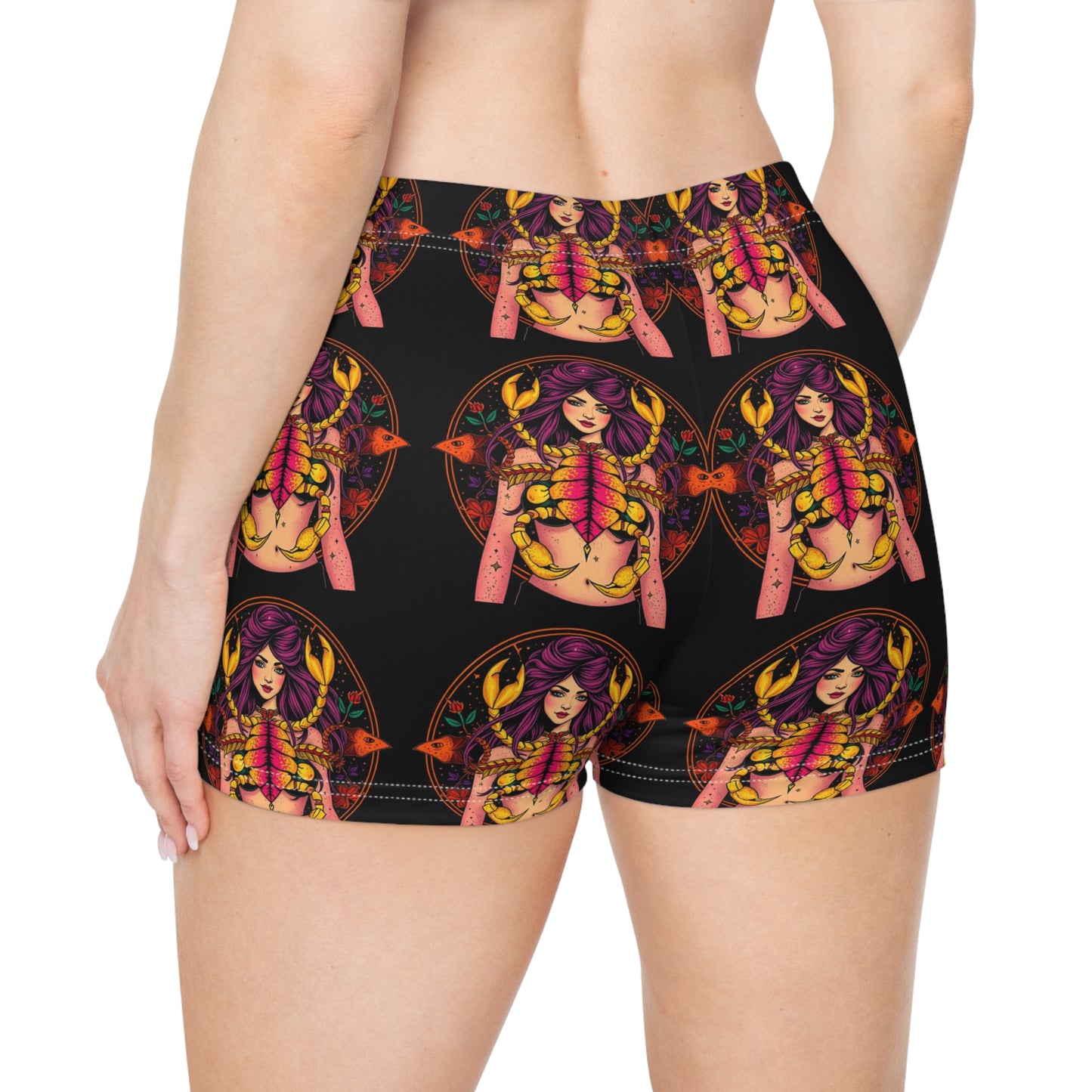 Women's Shorts, (AOP), Scorpio, Zodiac v1, Sexy Pattern