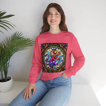 Unisex Heavy Blend™ Crewneck Sweatshirt, Glass, Leo Zodiac Design