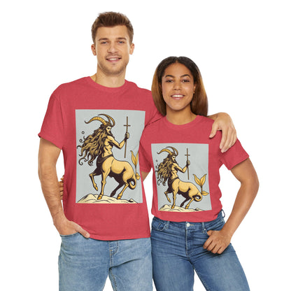 Unisex Heavy Cotton T-Shirt, Capricorn God v2, Zodiac Design