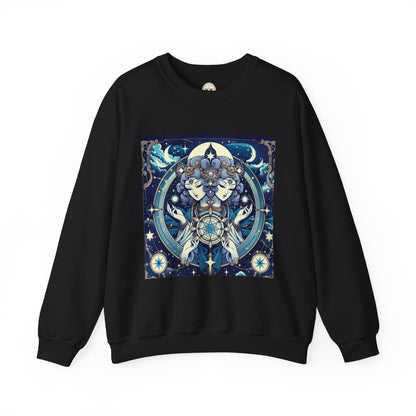 Unisex Heavy Blend™ Crewneck Sweatshirt,Twin Body, Gemini Zodiac Design