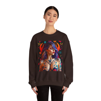 Unisex Heavy Blend™ Crewneck Sweatshirt, Cancer, Zodiac v3, Sexy Pattern