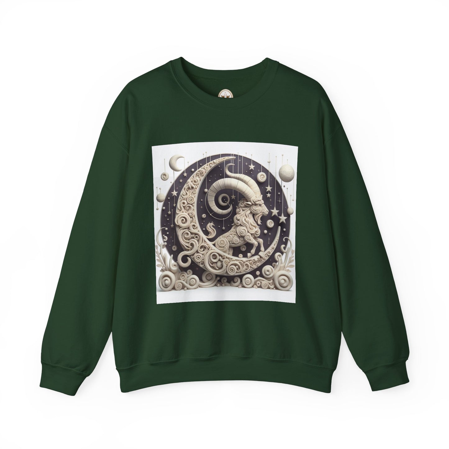 Unisex Heavy Blend™ Crewneck Sweatshirt, Stone Moon, Capricorn Zodiac Design