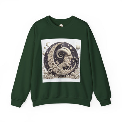 Unisex Heavy Blend™ Crewneck Sweatshirt, Stone Moon, Capricorn Zodiac Design