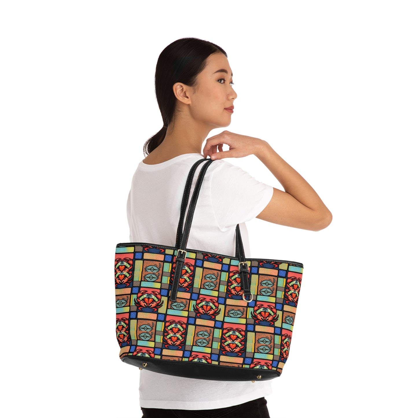 Leather Shoulder Bag, Cancer, Zodiac, Shapes Pattern