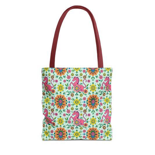 Tote Bag, (AOP), Aquarius, Zodiac v6, Flower Pattern