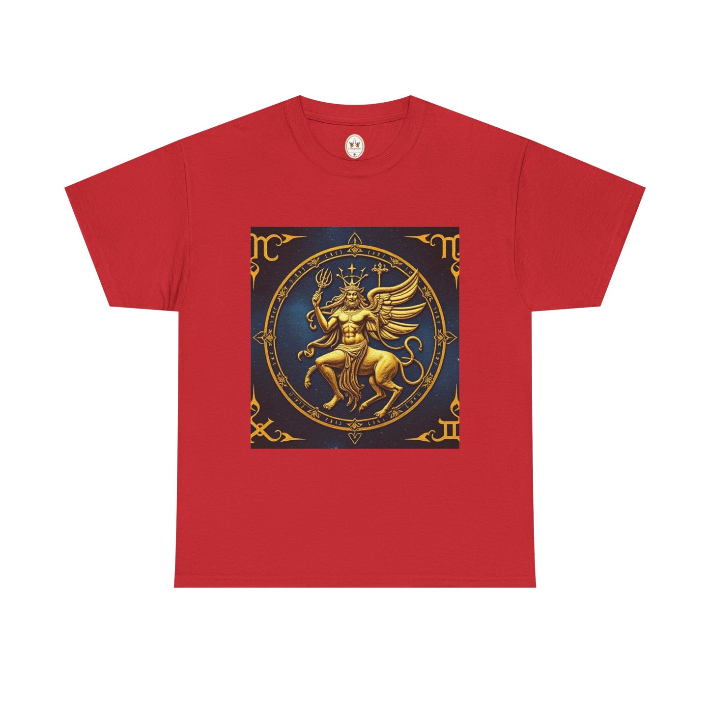 Unisex Heavy Cotton T-Shirt, Gold Angel, Symbol, Virgo Zodiac Design