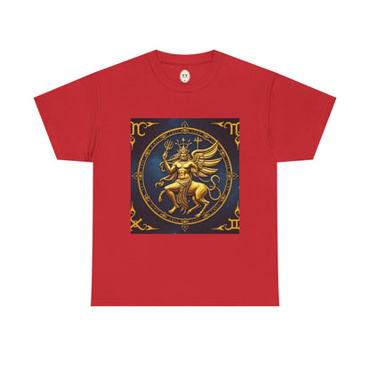 Unisex Heavy Cotton T-Shirt, Gold Angel, Symbol, Virgo Zodiac Design
