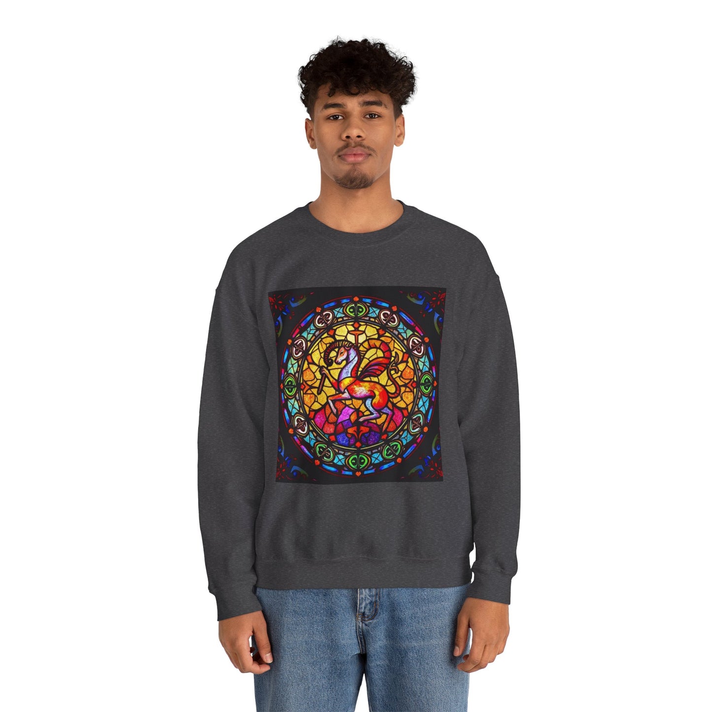 Unisex Heavy Blend™ Crewneck Sweatshirt, Glass 1, Aries Zodiac Design
