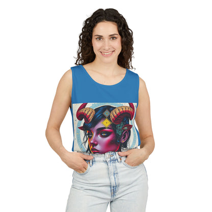 Unisex Garment-Dyed, Tank Top, Taurus Design, Pop Art v2, 100% US cotton