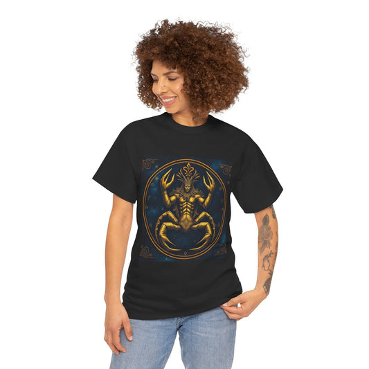 Unisex Heavy Cotton T-Shirt, Scorpion King 1v, Cancer Zodiac Design