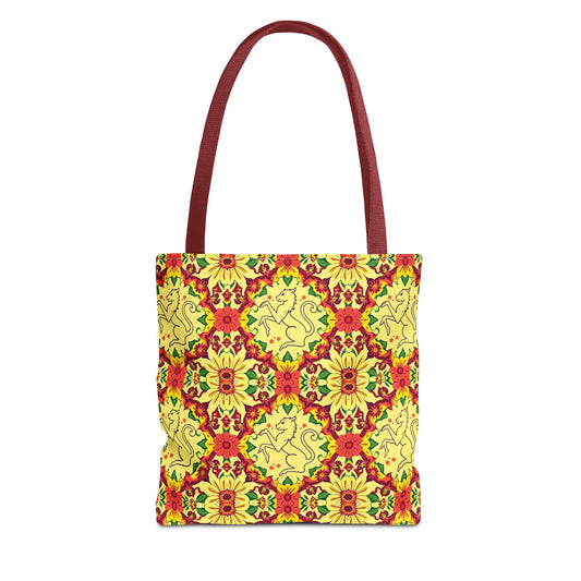 Tote Bag, (AOP), Virgo, Zodiac, Flower Pattern