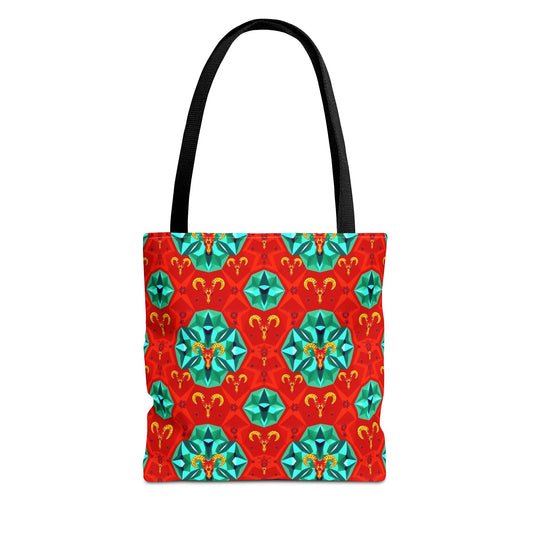Tote Bag (AOP), Aries, Zodiac v1, Jewel Pattern