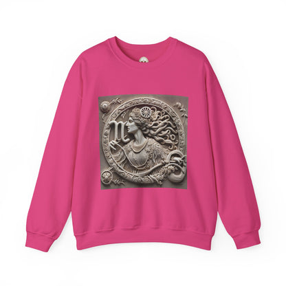 Unisex Heavy Blend™ Crewneck Sweatshirt, Stone Carving, Virgo Zodiac Design