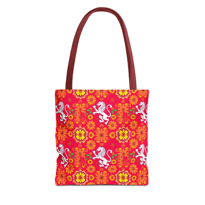 Tote Bag (AOP), Leo, Zodiac, Flower Pattern
