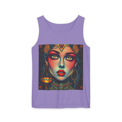 Unisex Garment-Dyed, Tank Top, Libra Design, Pop Art, 100% US cotton