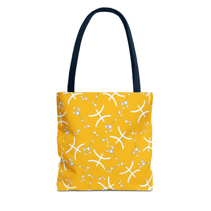 Tote Bag, Pisces Zodiac Sign, AOP, (Yellow, White)