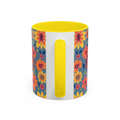 Accent Coffee Mug, Cancer, Zodiac v1, Flower Pattern, (11, 15oz)