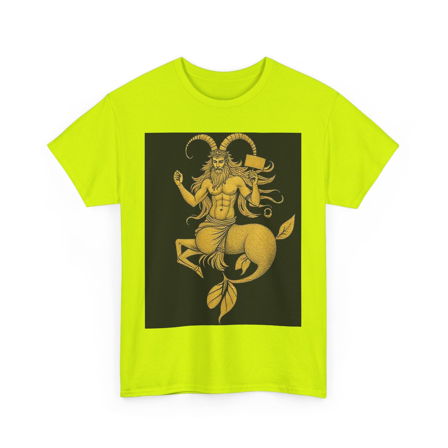 Unisex Heavy Cotton T-Shirt, Capricorn God, Zodiac Design
