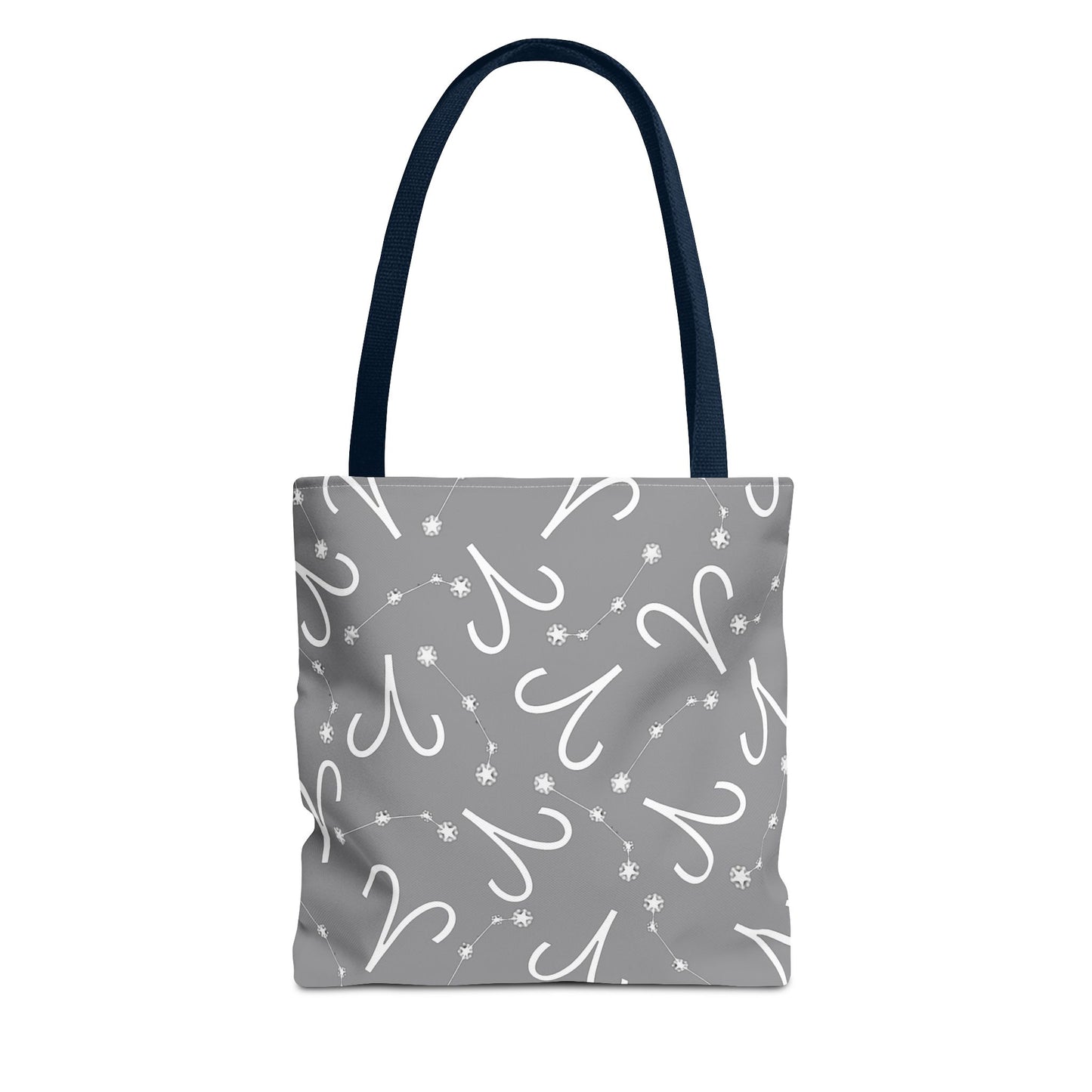 Tote Bag, Aries Zodiac Sign, AOP, (Grey, White)