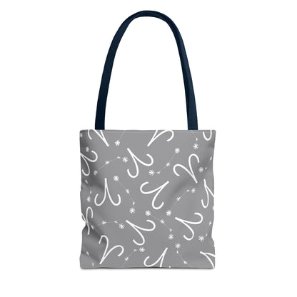 Tote Bag, Aries Zodiac Sign, AOP, (Grey, White)
