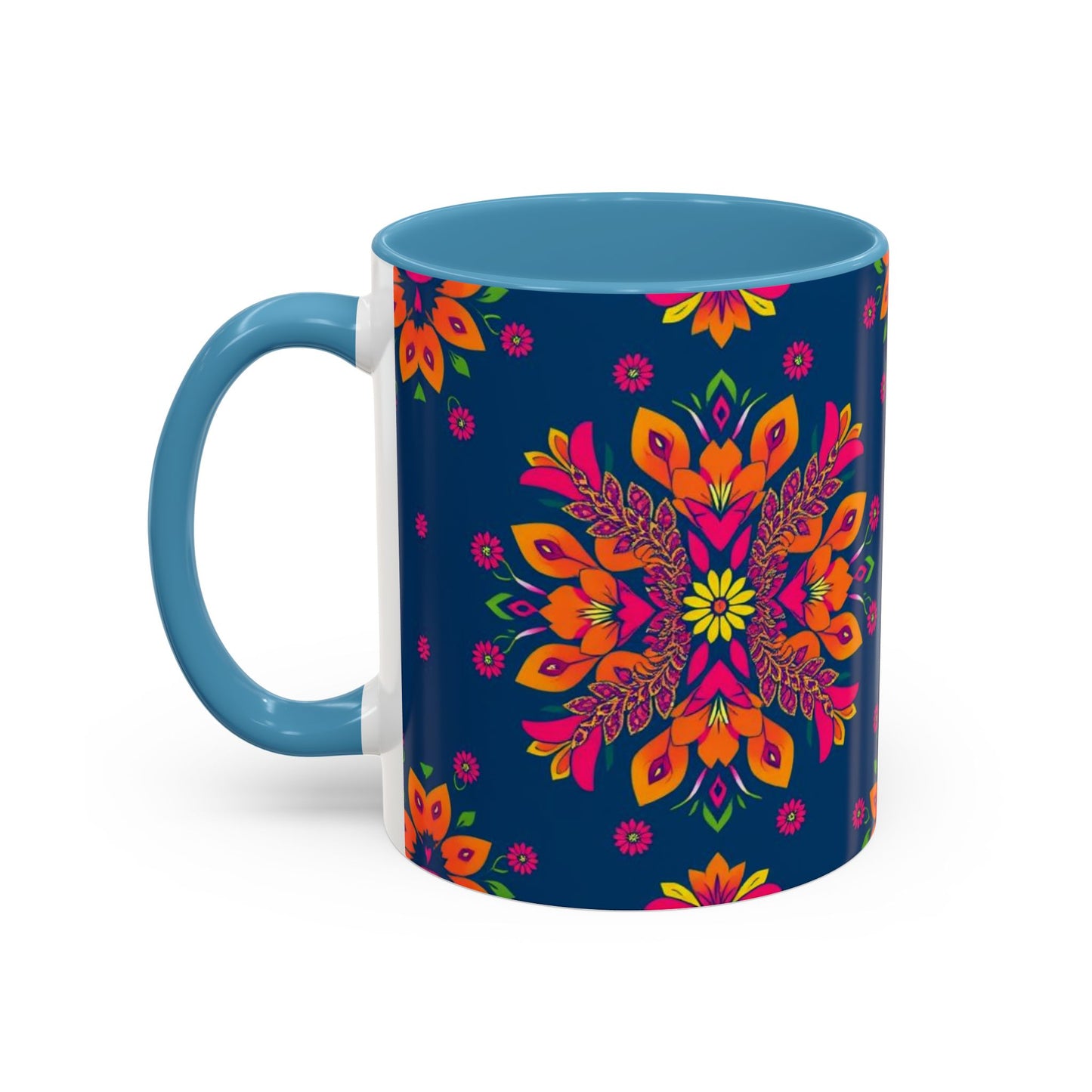 Accent Coffee Mug, Gemini, Zodiac v2, Flower Pattern, (11, 15oz)