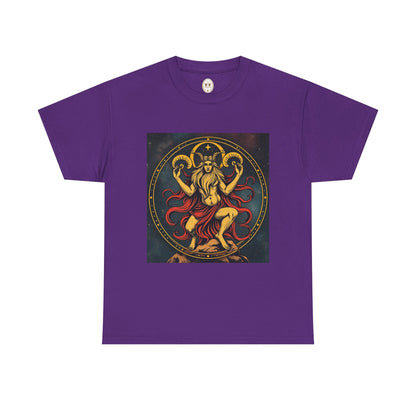 Unisex Heavy Cotton T-Shirt, Aries God 3v, Zodiac Design