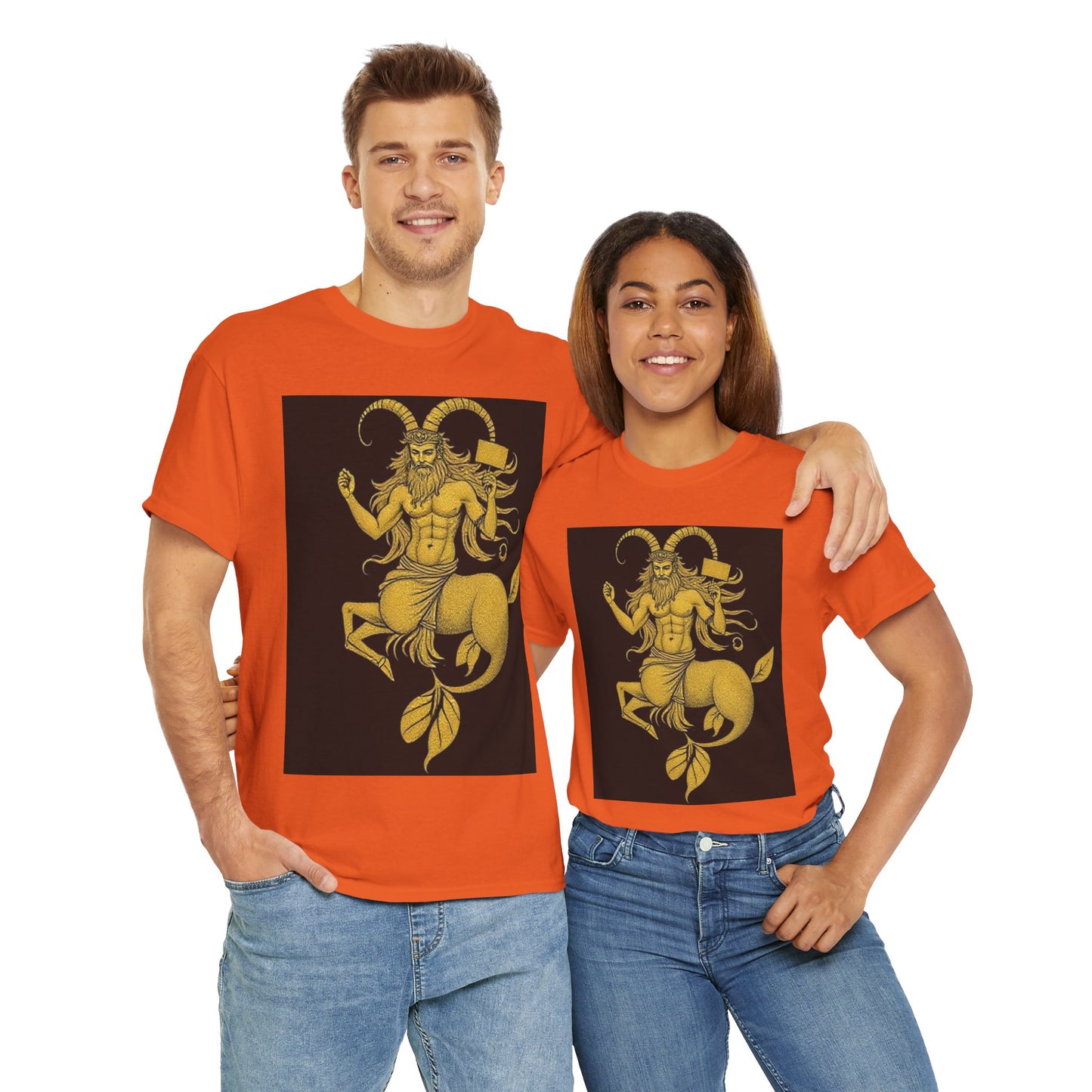 Unisex Heavy Cotton T-Shirt, Capricorn God, Zodiac Design