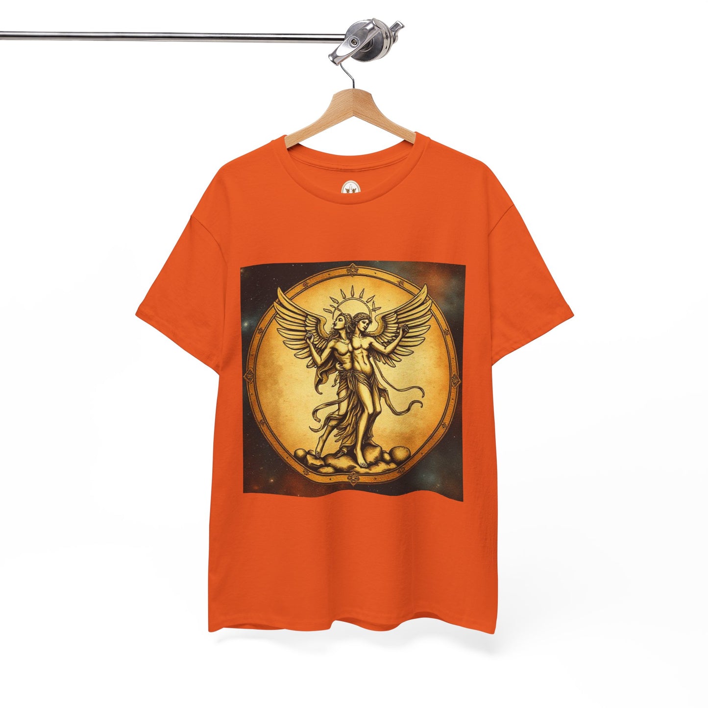 Unisex Heavy Cotton T-Shirt, Angel Twin, Gemini Zodiac Design