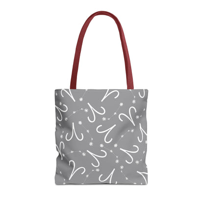 Tote Bag, Aries Zodiac Sign, AOP, (Grey, White)