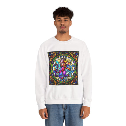 Unisex Heavy Blend™ Crewneck Sweatshirt, Glass, Leo Zodiac Design
