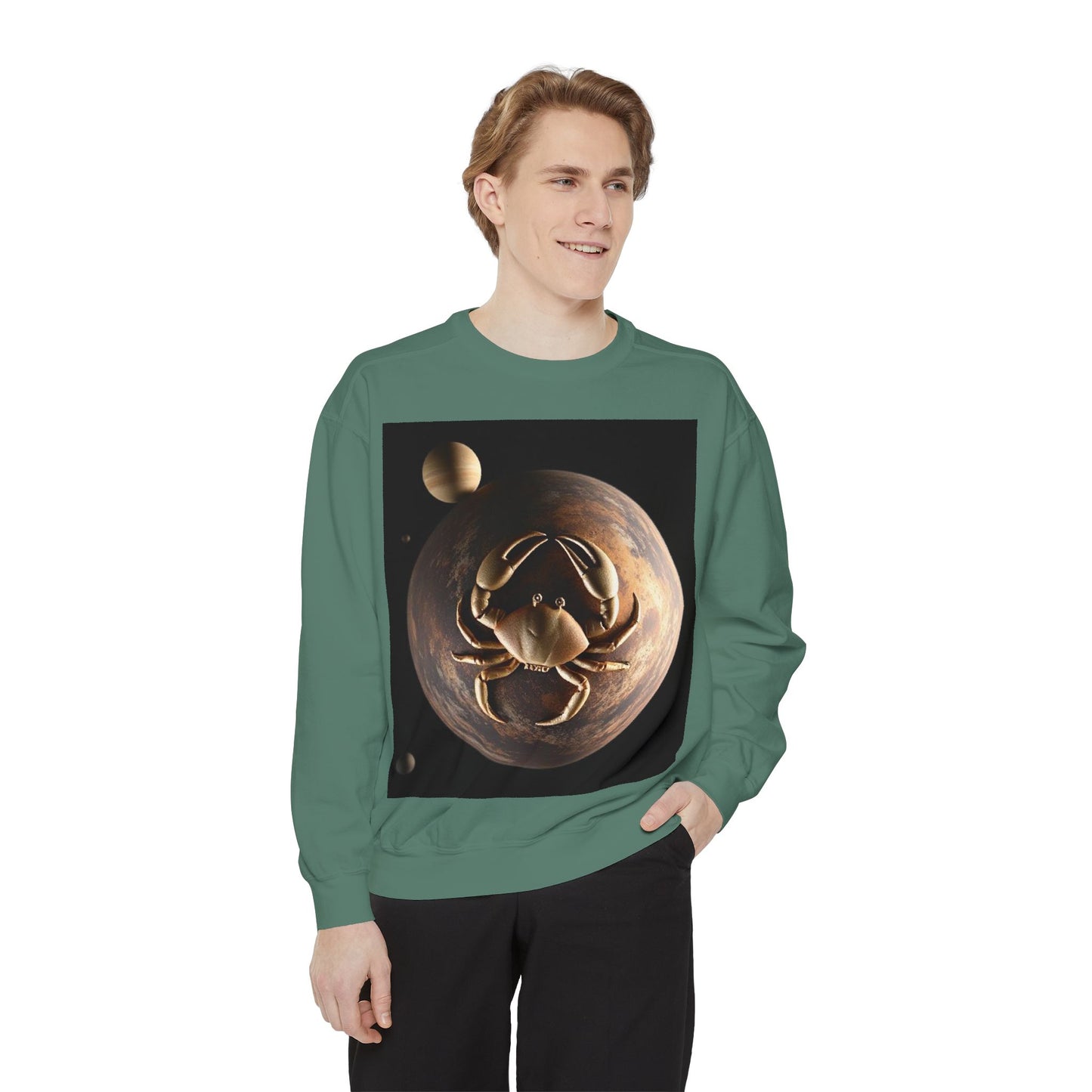 Garment-Dyed Sweatshirt, Unisex, Space Animal Design v1, Cancer