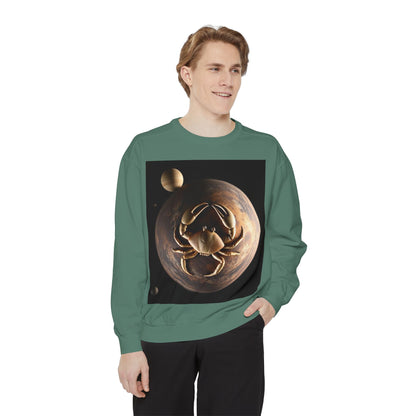 Garment-Dyed Sweatshirt, Unisex, Space Animal Design v1, Cancer