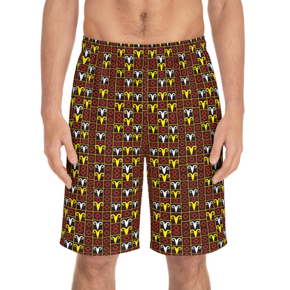 Men's Board Shorts, (AOP), Aries, Zodiac, Shape Pattern