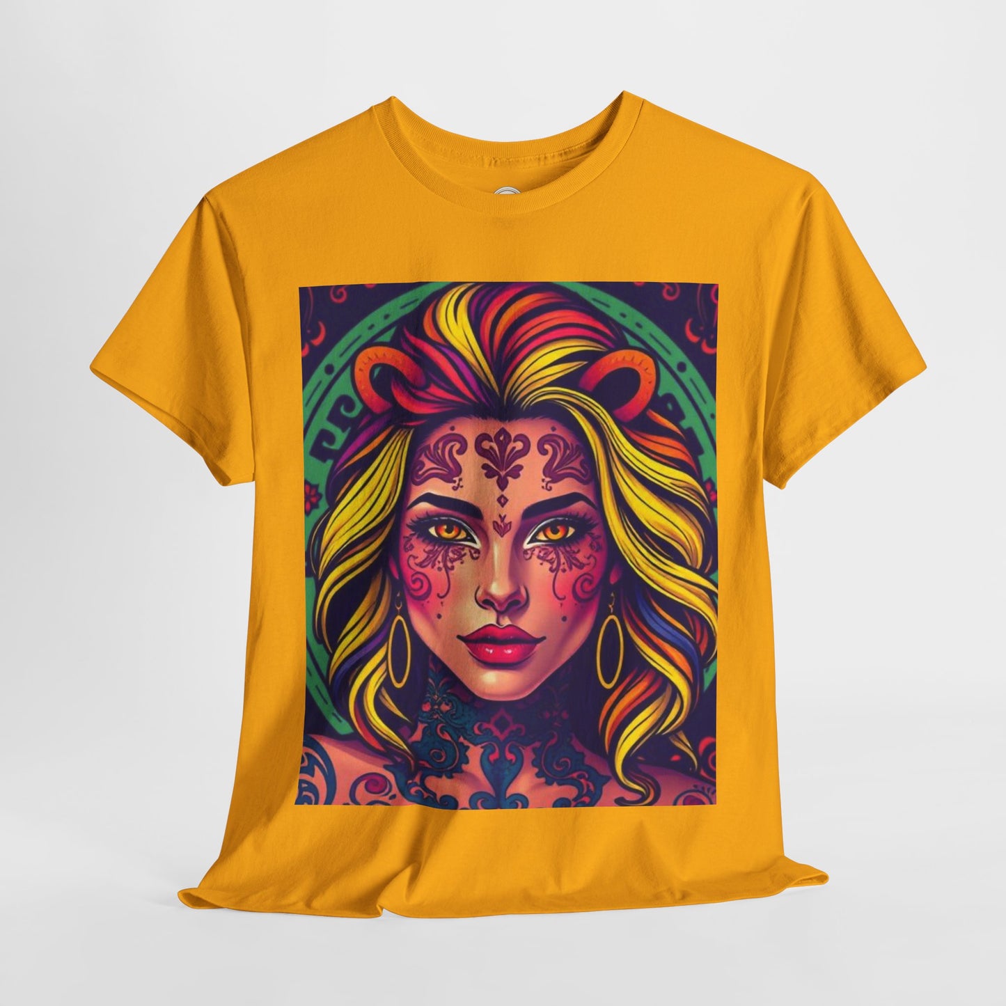 Unisex Heavy Cotton T-Shirt, Leo, Zodiac v1, Sexy Art