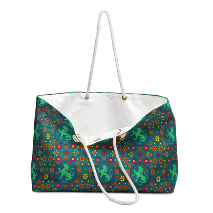 Weekender Bag, Leo, Zodiac v3, Flower Pattern