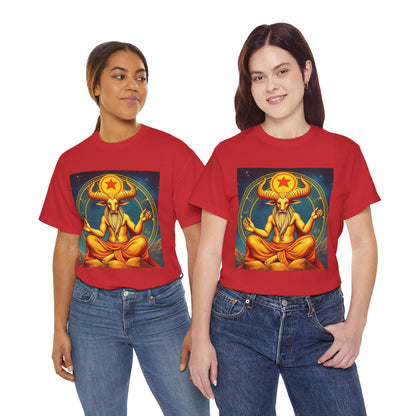 Unisex Heavy Cotton T-Shirt, Meditating Bull, Taurus Zodiac Design