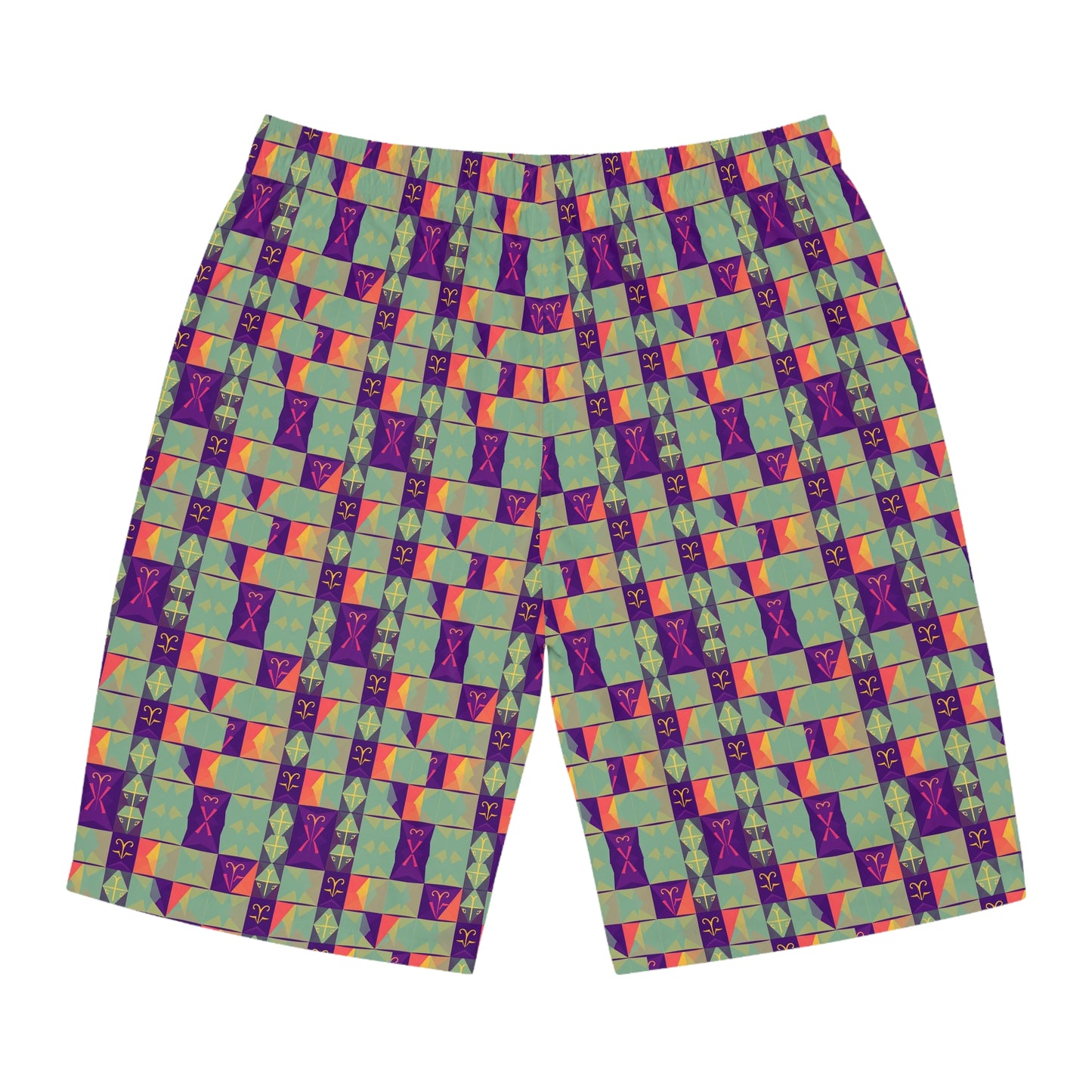 Men's Board Shorts, (AOP), Aquarius, Zodiac, Shape Pattern