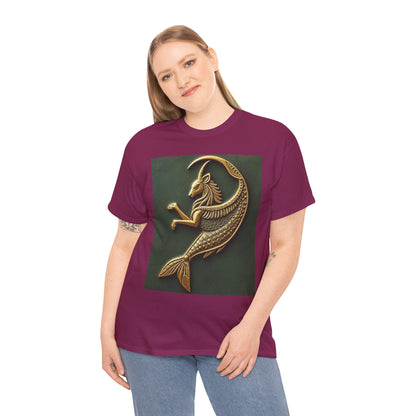 Unisex Heavy Cotton T-Shirt, Capricorn Animal v1, Symbol, Zodiac Design