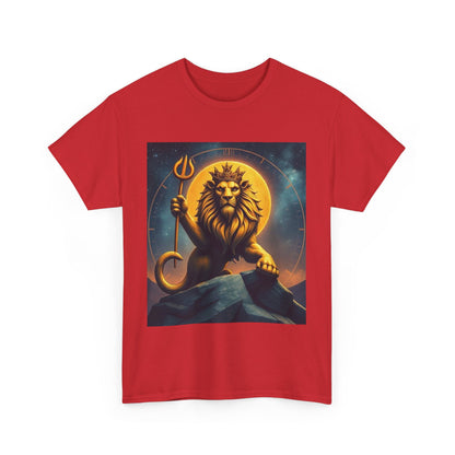 Unisex Heavy Cotton T-Shirt, King of Lions v2, Leo Zodiac Design