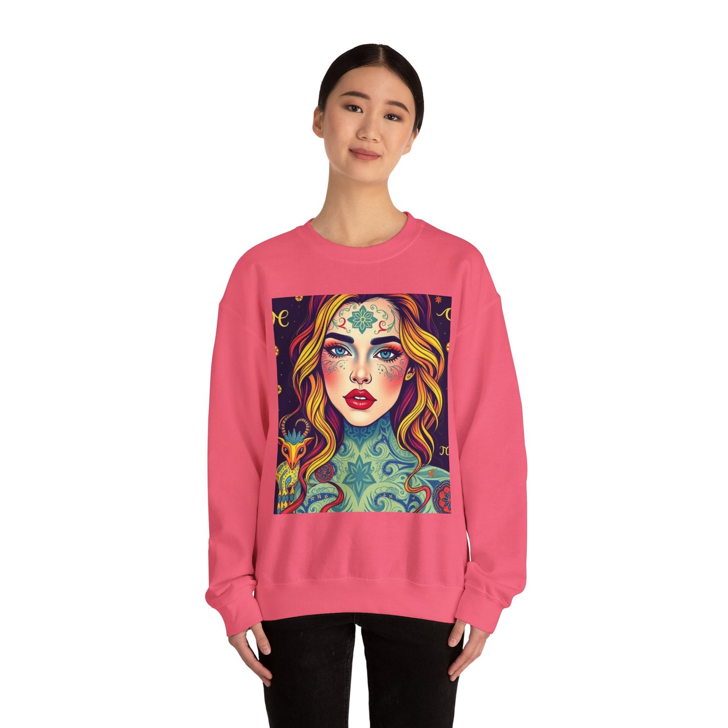 Unisex Heavy Blend™ Crewneck Sweatshirt, Aquarius, Zodiac, Sexy Pattern