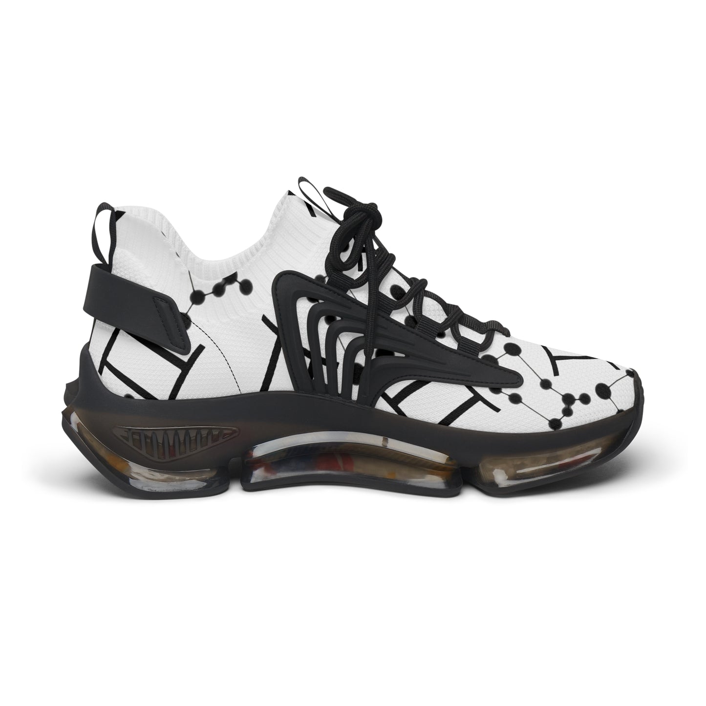 Women's Mesh Sneakers, Constellation & Symbol, Gemini Zodiac Sign, AOP