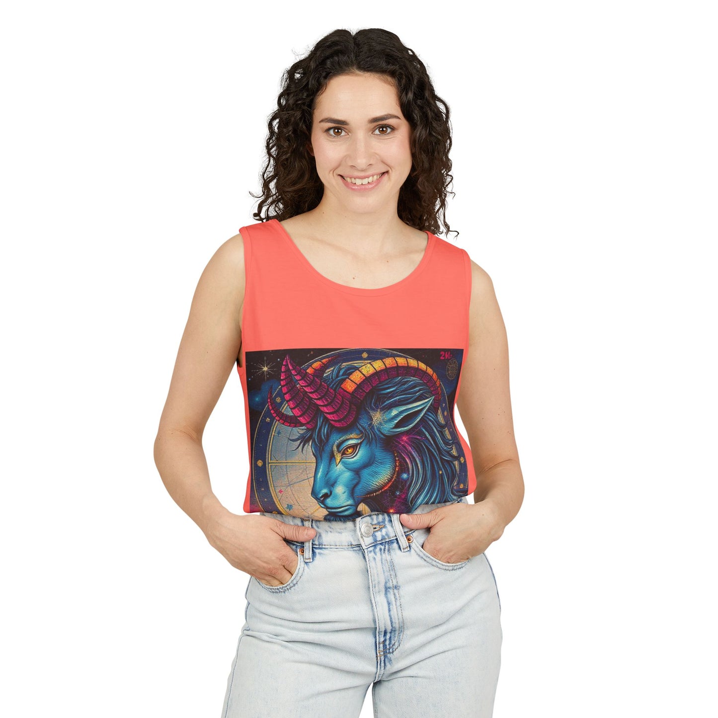 Unisex Garment-Dyed, Tank Top, Capricorn, Pop Art, 100% US cotton