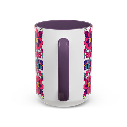 Accent Coffee Mug, Scorpio, Zodiac v2. Flower Pattern, (11, 15oz)